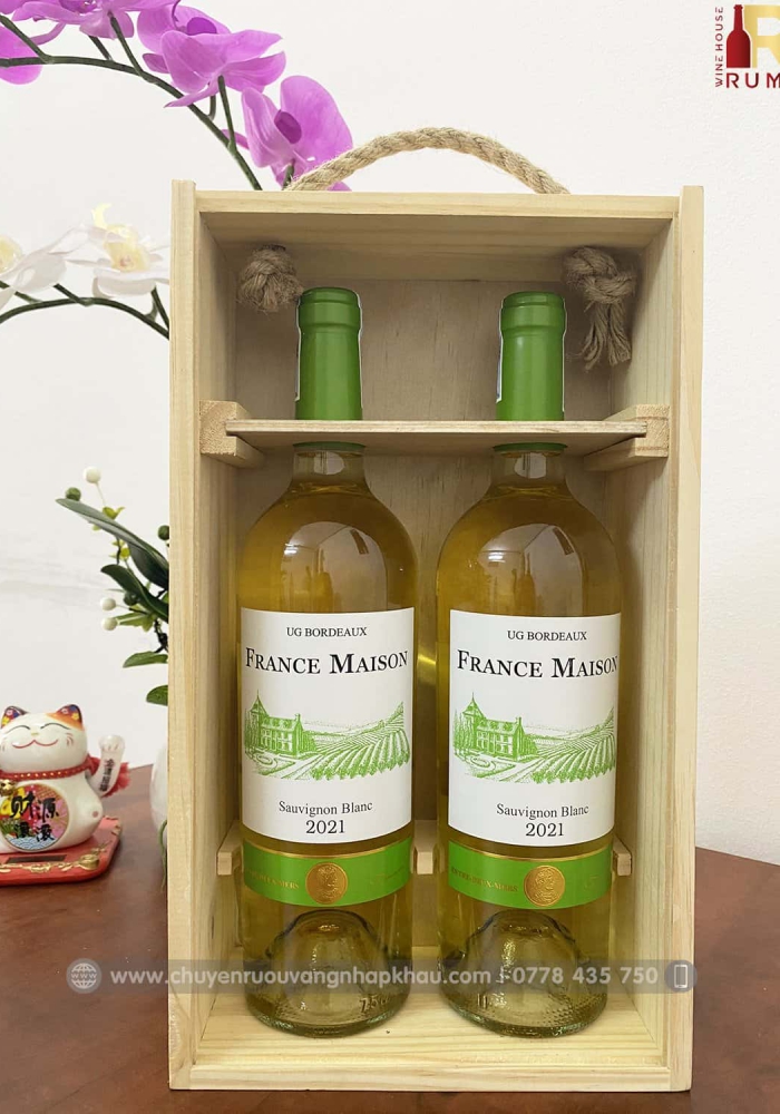 Quà tặng cao cấp 2 chai vang Pháp France Maison