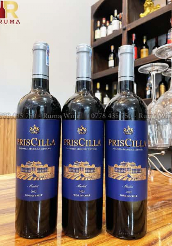 Rượu vang Chile PrisCilla Merlot
