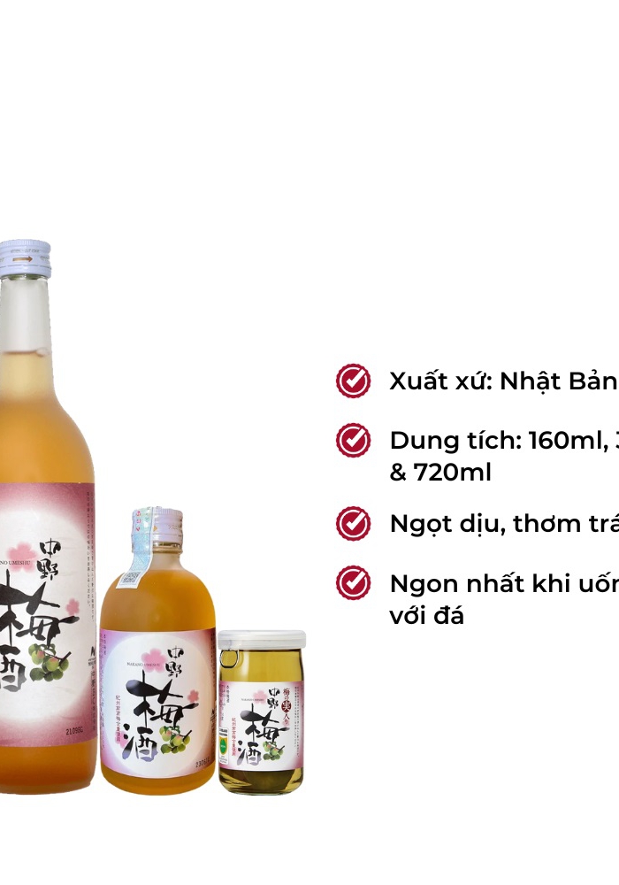 Rượu mơ Nhật Bản Nakano Umeshu 160ml [có quả]