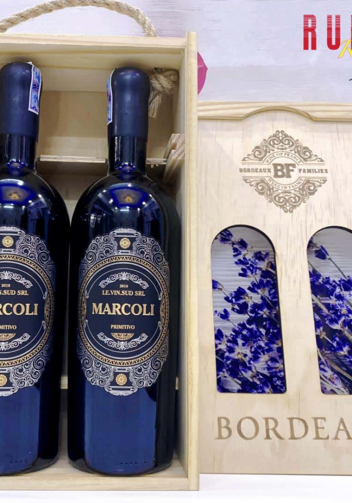 Set quà tặng cao cấp 2 chai rượu vang Ý Marcoli