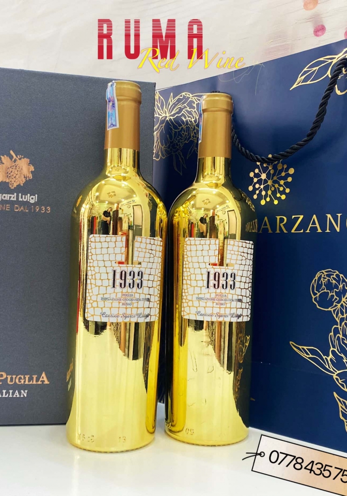 Quà tặng hộp 2 chai rượu vang Ý 1933 Topaz kèm phụ kiện 