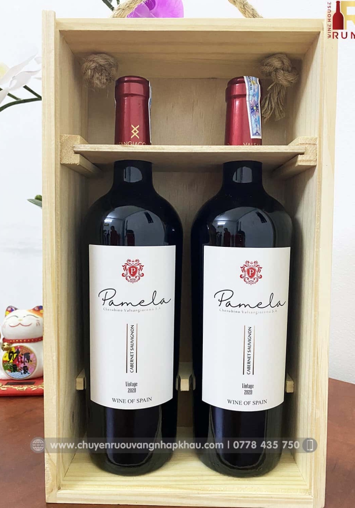 Quà tặng cao cấp 2 chai vang Tây Ban Nha Pamela