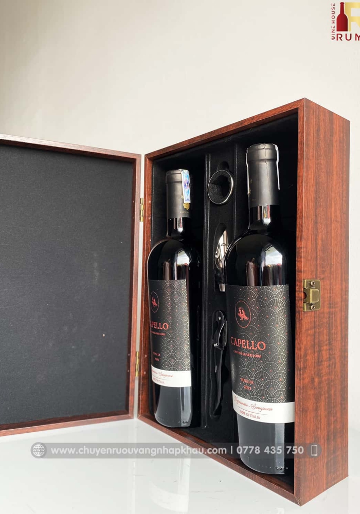 Bộ quà tặng tết 2 chai rượu vang Ý Capello