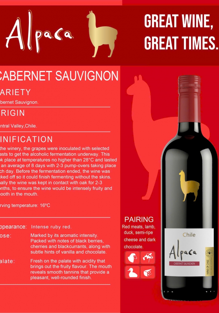 Rượu vang đỏ Chile Alpaca Cabernet Sauvignon