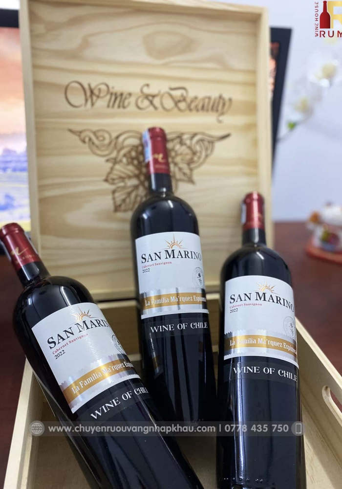 Quà tặng cao cấp 3 chai vang Chile San Marino