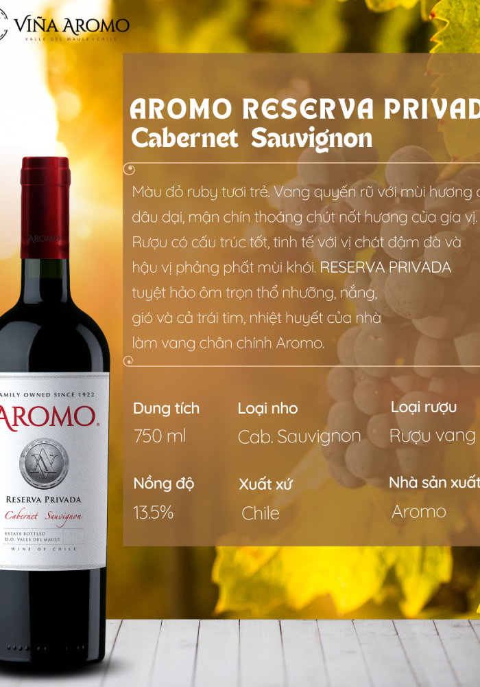 Rượu vang Chile Aromo Reserva Privada Cabernet Sauvignon