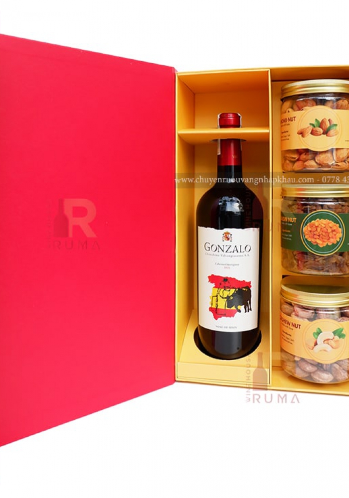 Hộp quà tặng tết rượu vang Tây Ban Nha Gonzalo