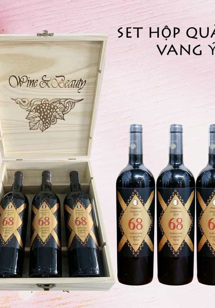 Set quà tặng cao cấp 3 chai rượu vang Ý 68