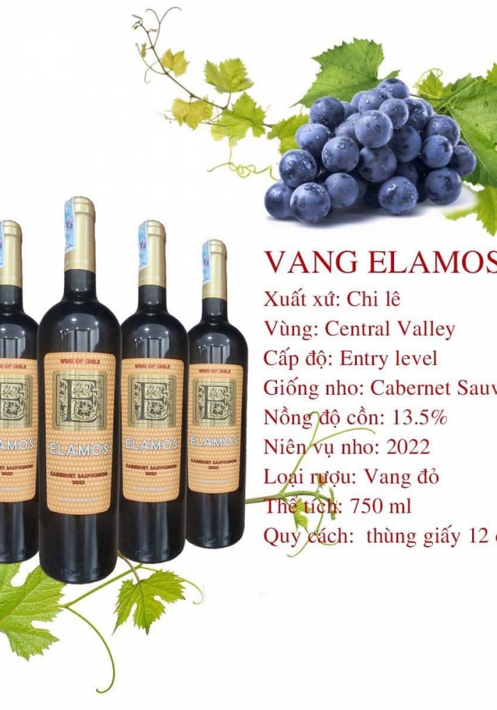 Rượu vang Chile Elamos Cabernet Sauvignon (nhãn vàng)