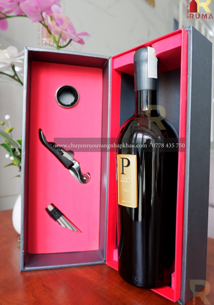 Quà tặng hộp 1 chai rượu vang Ý Piero Bonnci kèm phụ kiện