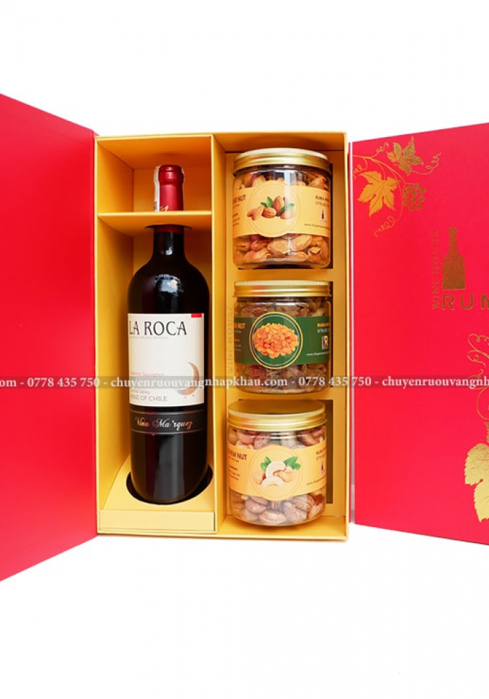 Hộp quà tặng tết rượu vang Chile La Roca Cab Sau