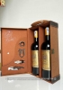 Set quà tặng hộp da 2 chai rượu vang Pháp Nicolas kèm bộ phụ kiện