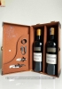 Set quà tặng hộp da 2 chai rượu vang Pháp Chevalier kèm bộ phụ kiện