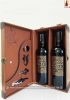 Set quà tặng hộp da 2 chai rượu vang Ý Zeros kèm bộ phụ kiện