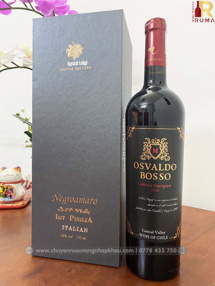 Quà tặng sang trọng 2 chai vang Chile Osvaldo | Ruma Wine nhà cung ...